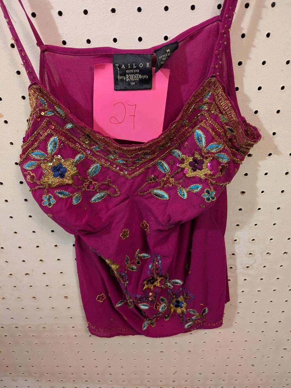 Tailor B. Moss Company Fuchsia Embellished Cami Tank Top